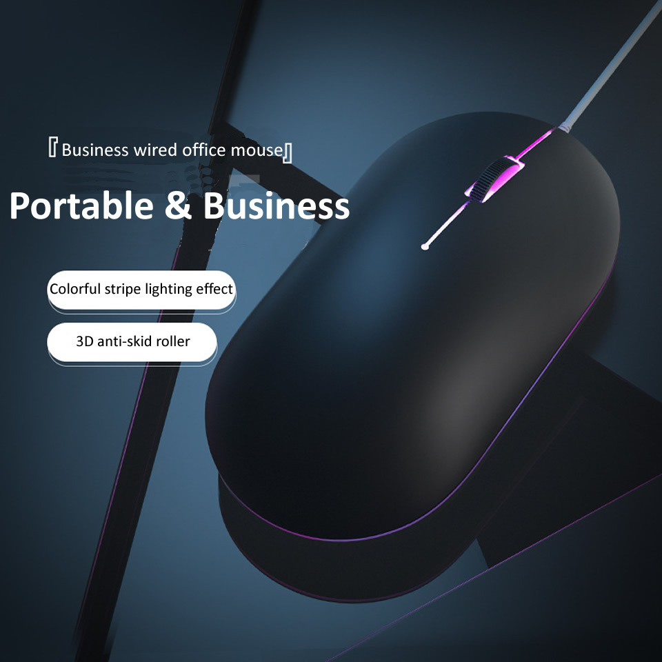 Wired USB silent mini mouse with cute quiet design, ergonomic shape, 1600 DPI optical tracking — creative computer accessory for desktops and laptops — detail view
