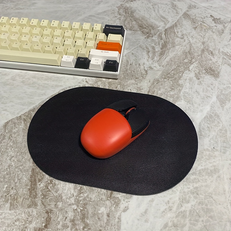Oval compact mouse pad — single-sided solid-color non-slip pad with PU leather finish, ideal for laptops, office, and gaming — detail view 4