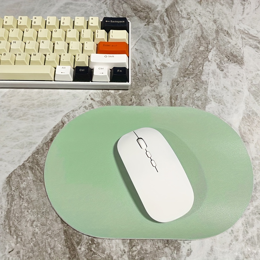 Oval compact mouse pad — single-sided solid-color non-slip pad with PU leather finish, ideal for laptops, office, and gaming — detail view 7