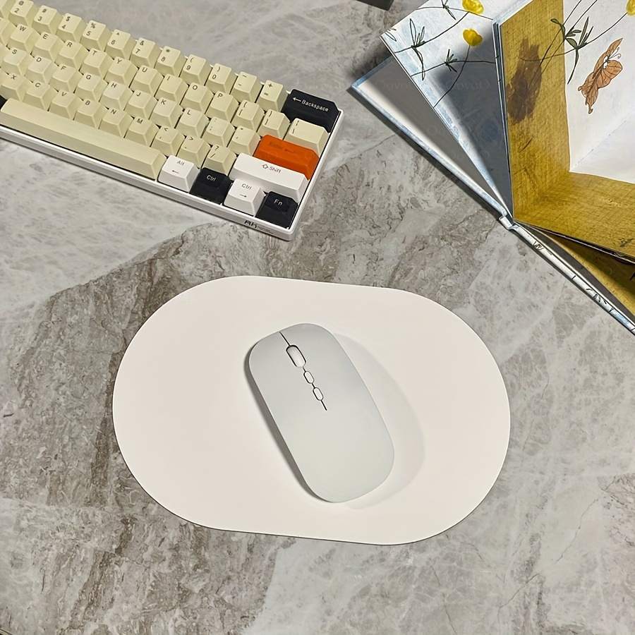 Oval compact mouse pad — single-sided solid-color non-slip pad with PU leather finish, ideal for laptops, office, and gaming — detail view 8