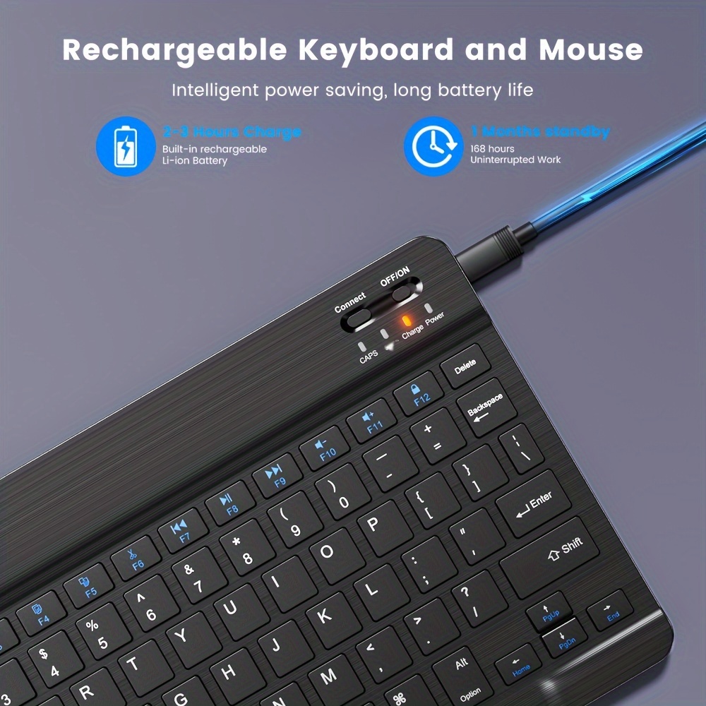 Wireless portable mini 78-key gaming keyboard — 10-inch rechargeable Bluetooth keyboard for Android, iOS, Windows, PC, iPad, and tablets — detail view 1