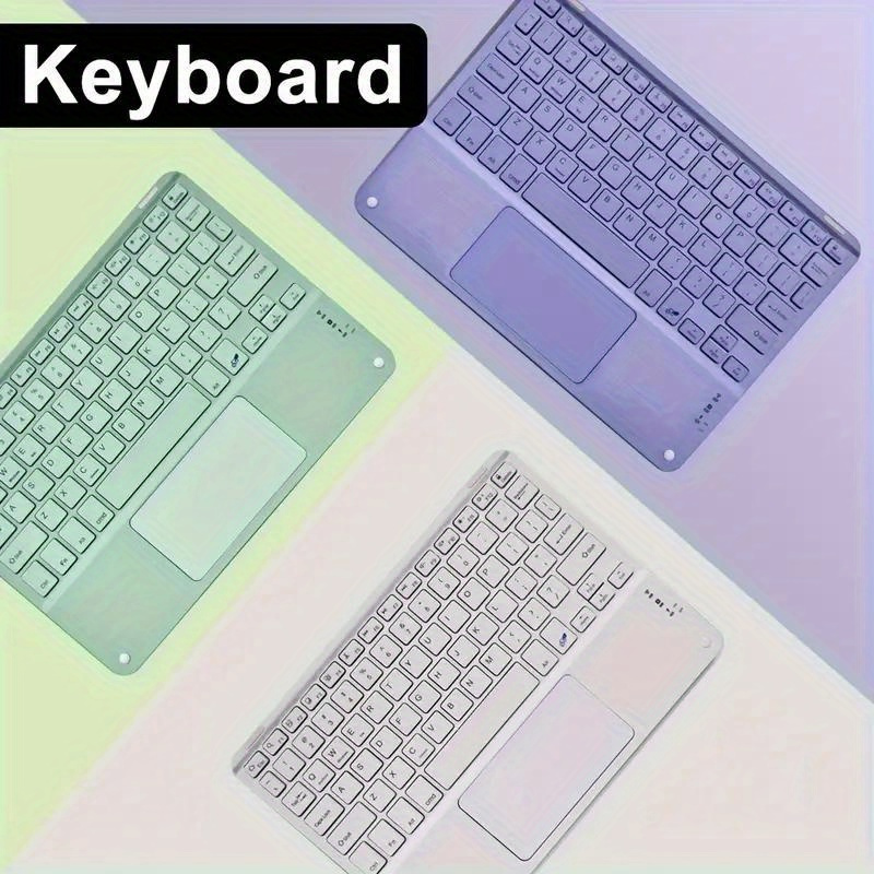 10-inch wireless keyboard with touchpad, portable rechargeable keyboard for smartphones and laptops, detail view 0