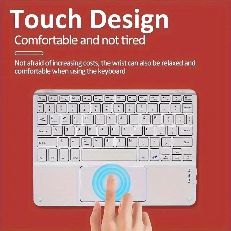 10-inch wireless keyboard with touchpad, portable rechargeable keyboard for smartphones and laptops, detail view 1