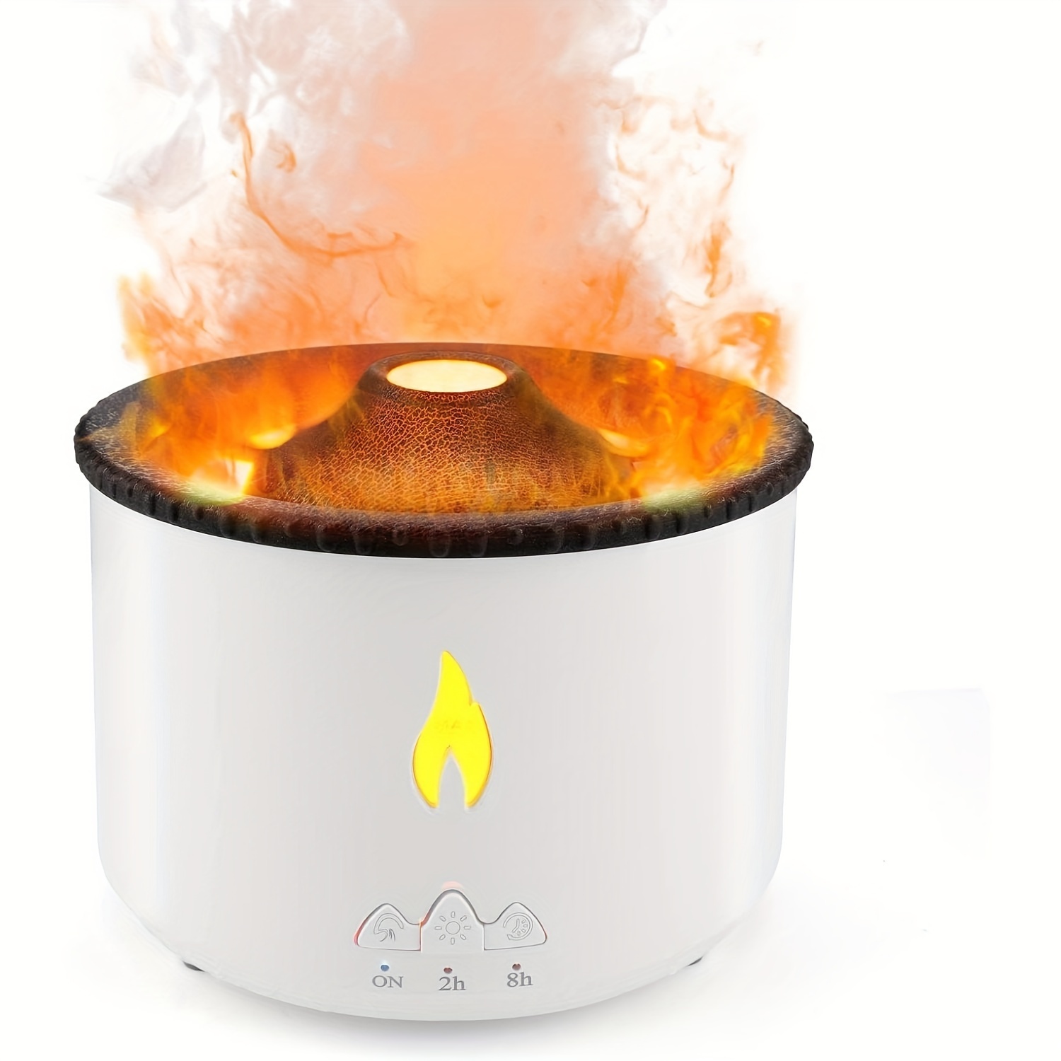 Flame Effect Aroma Humidifier — 360mL Cold Mist Ultrasonic Humidifier with Realistic Flame Visual Effect, Auto-Shutoff & Timer Function — Product Detail Image