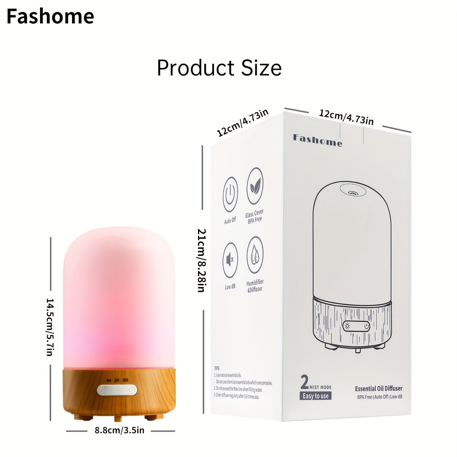 100ml glass essential oil diffuser, 1 unit with night light, timer, auto-shutoff, silent mini ultrasonic aromatherapy diffuser for home humidifier detail image 1