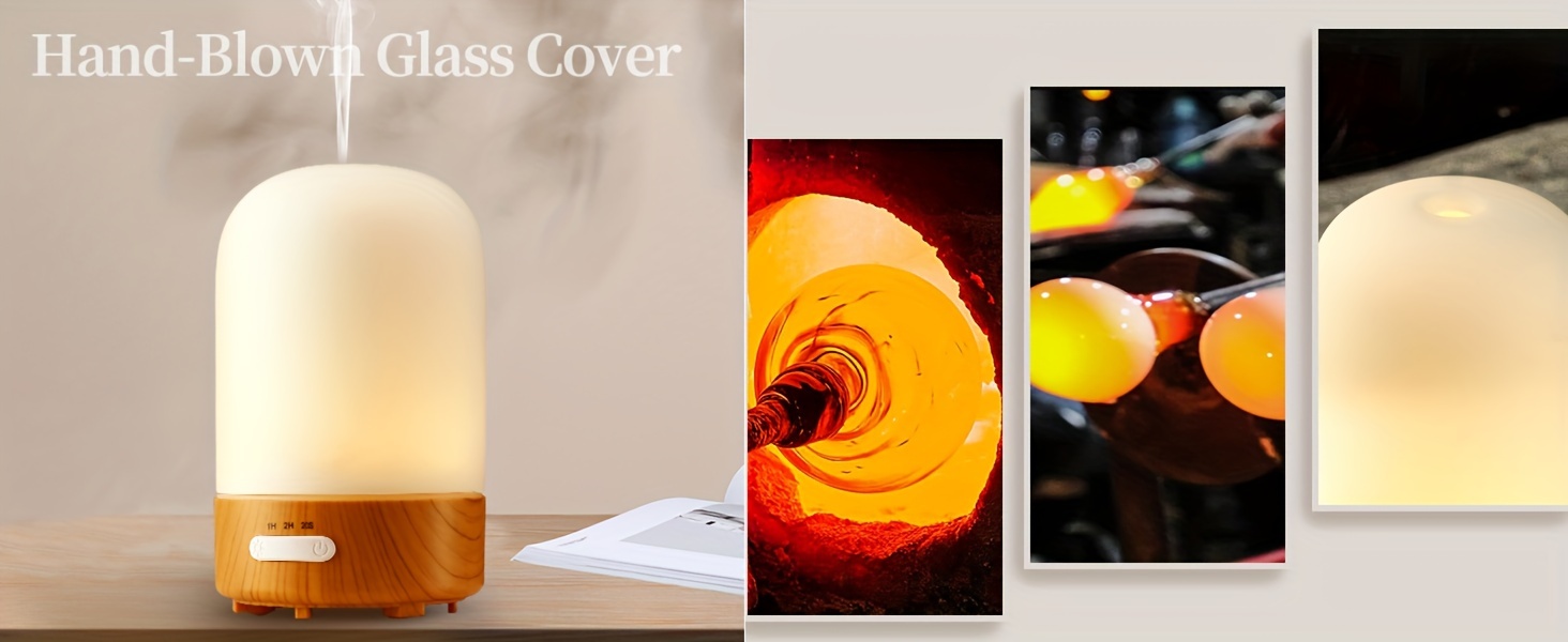 100ml glass essential oil diffuser, 1 unit with night light, timer, auto-shutoff, silent mini ultrasonic aromatherapy diffuser for home humidifier detail image 4