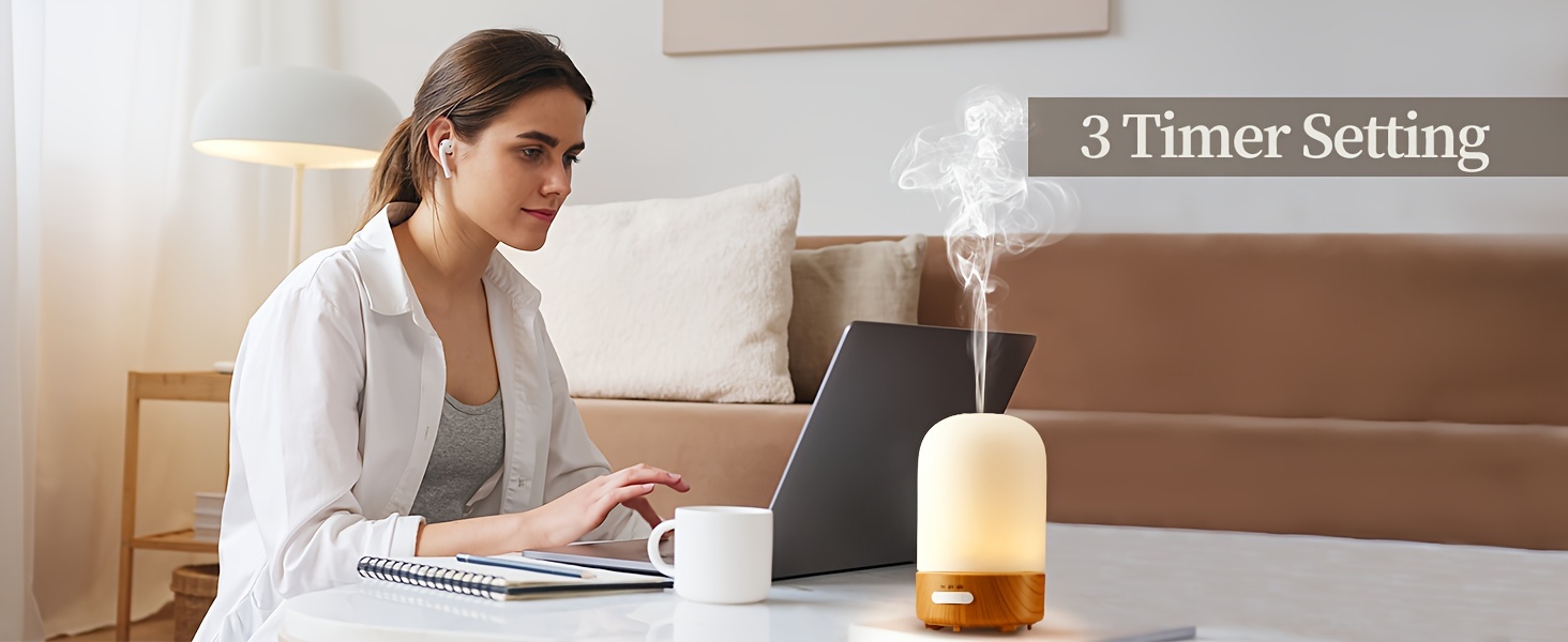 100ml glass essential oil diffuser, 1 unit with night light, timer, auto-shutoff, silent mini ultrasonic aromatherapy diffuser for home humidifier detail image 6