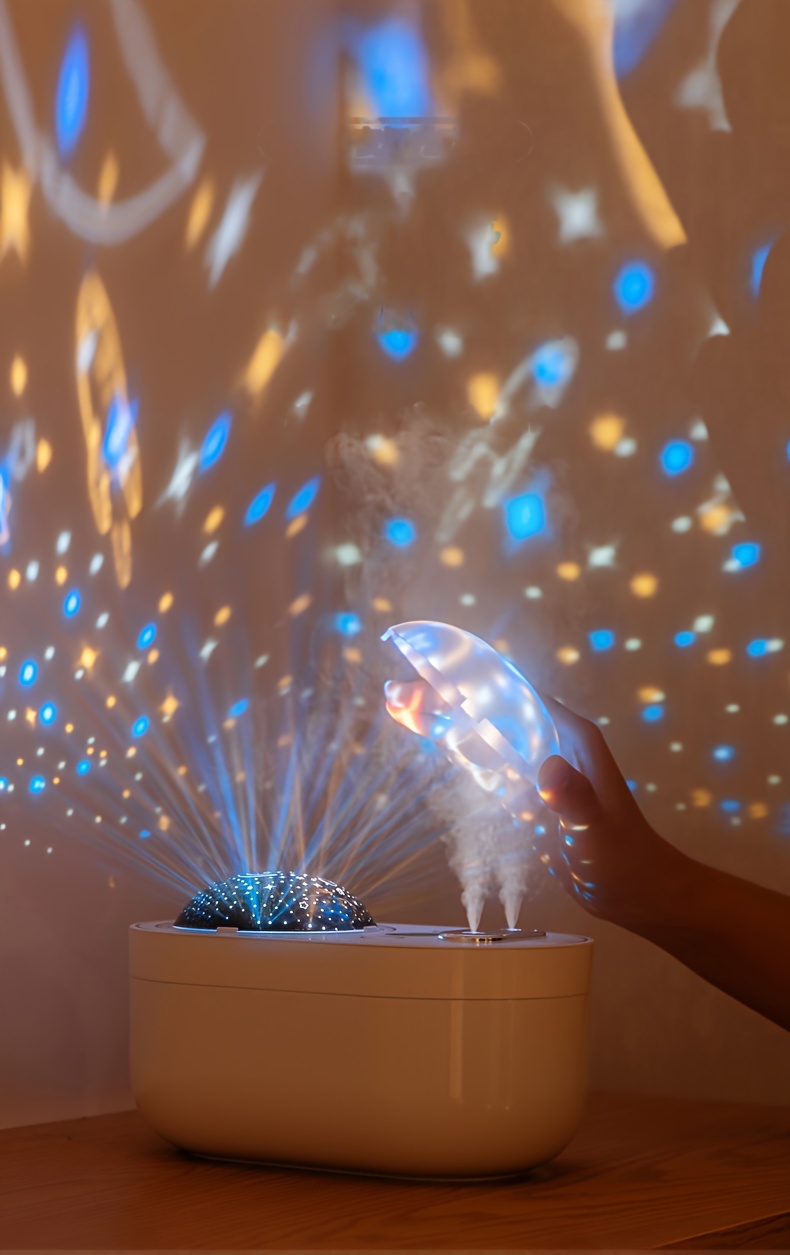 Creative starry sky projection humidifier for bedroom, office, or living room — large-capacity home humidifier detail view 0