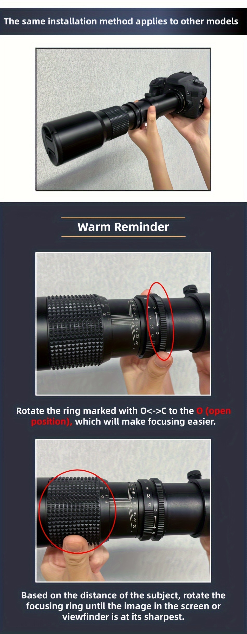 500mm f/8.0–32 Manual Telephoto Lens — Filter Thread