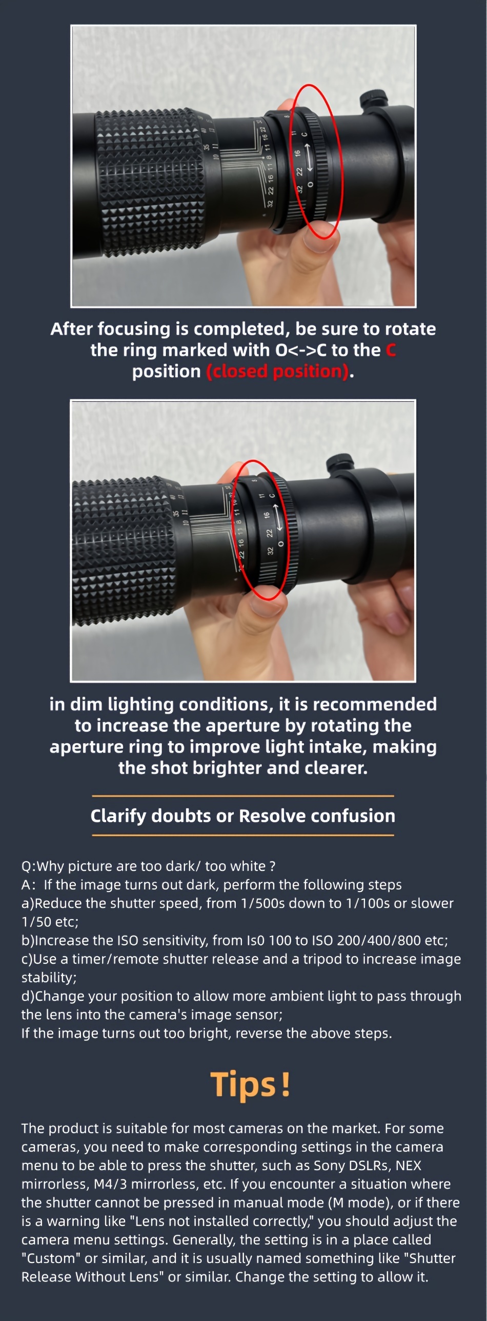 500mm f/8.0–32 Manual Telephoto Lens — Rear Mount