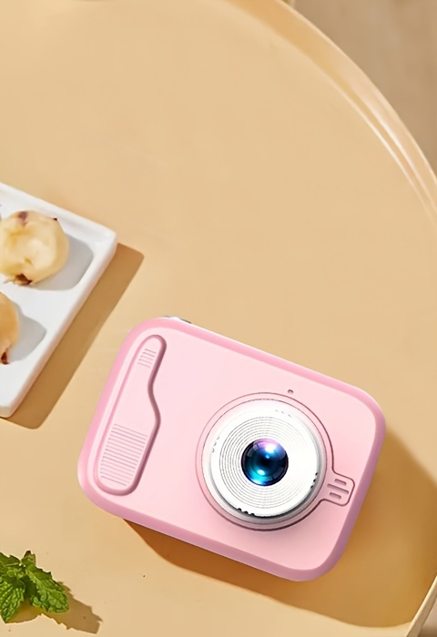 2-inch camera toy, gift for boys and girls, 2MP front & rear cameras with flash, pink model detail view 3