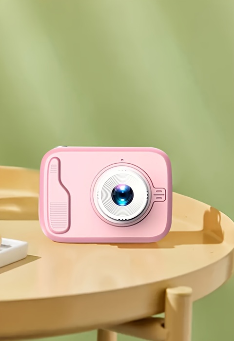 2-inch camera toy, gift for boys and girls, 2MP front & rear cameras with flash, pink model detail view 4