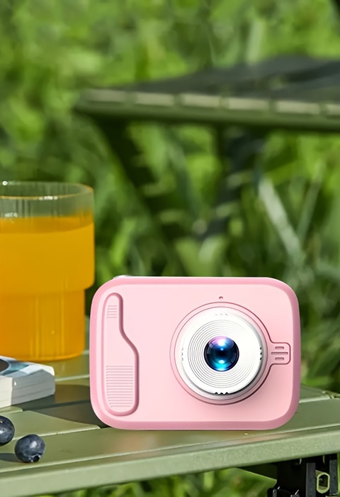 2-inch camera toy, gift for boys and girls, 2MP front & rear cameras with flash, pink model detail view 8