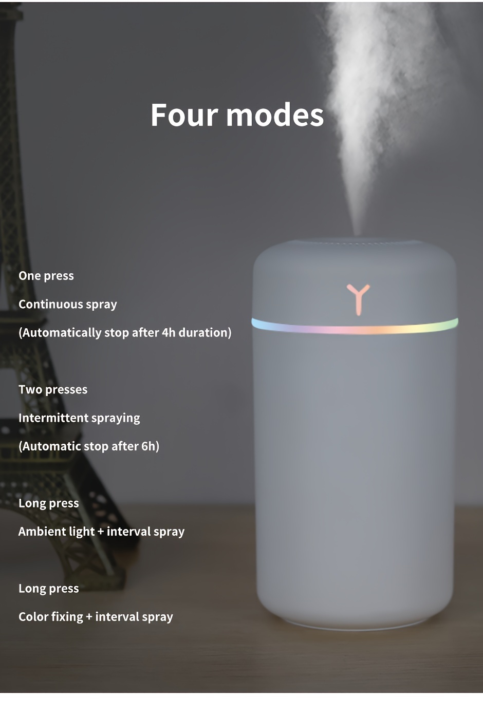 Portable USB humidifier — top view with lid open