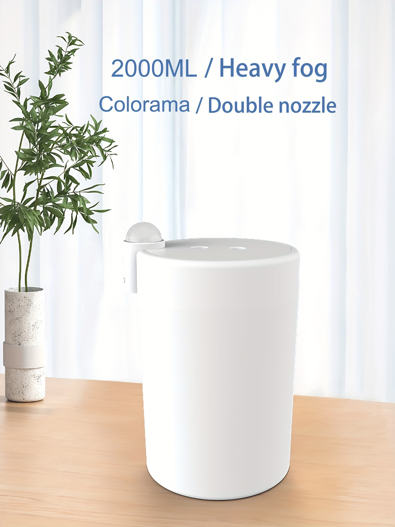 2000ml Large Dual-Mist Marquee Humidifier, Home USB Bedroom Desk Quiet Dense Mist with Night Light Ambient Lamp Multi-Function Dual-Port Humidifier Detail Image 2