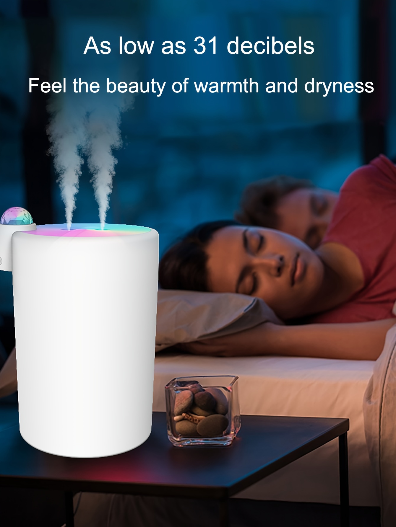 2000ml Large Dual-Mist Marquee Humidifier, Home USB Bedroom Desk Quiet Dense Mist with Night Light Ambient Lamp Multi-Function Dual-Port Humidifier Detail Image 3