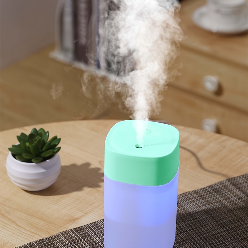 Portable mini humidifier with LED night light, USB-powered, 400 mL capacity — front view
