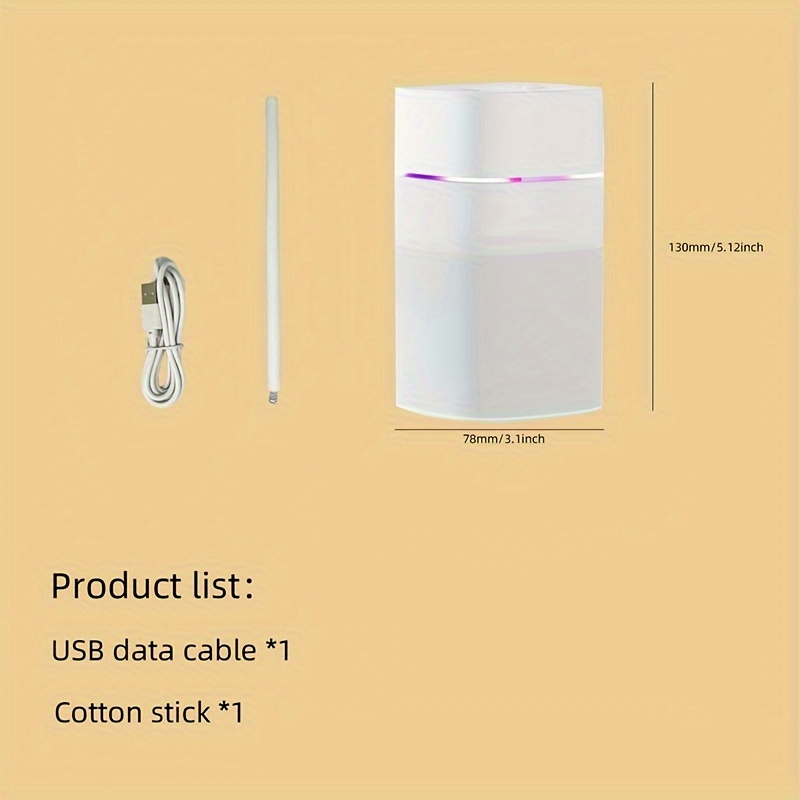 Portable mini humidifier with LED night light, USB-powered, 400 mL capacity — car cup holder scene