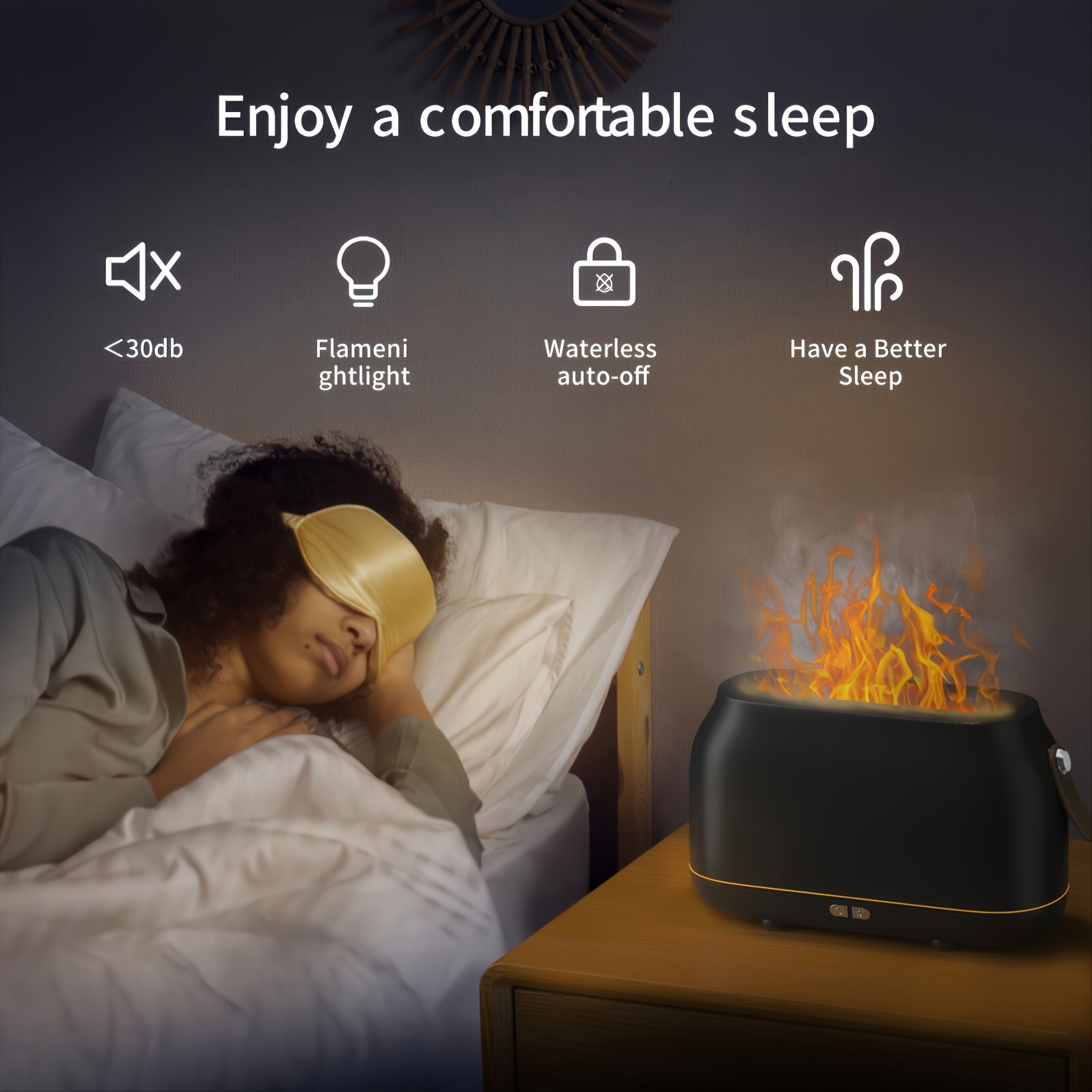 quiet mini aromatherapy diffuser with flame effect portable humidifier for home office and car usb powered night light fill design details 0