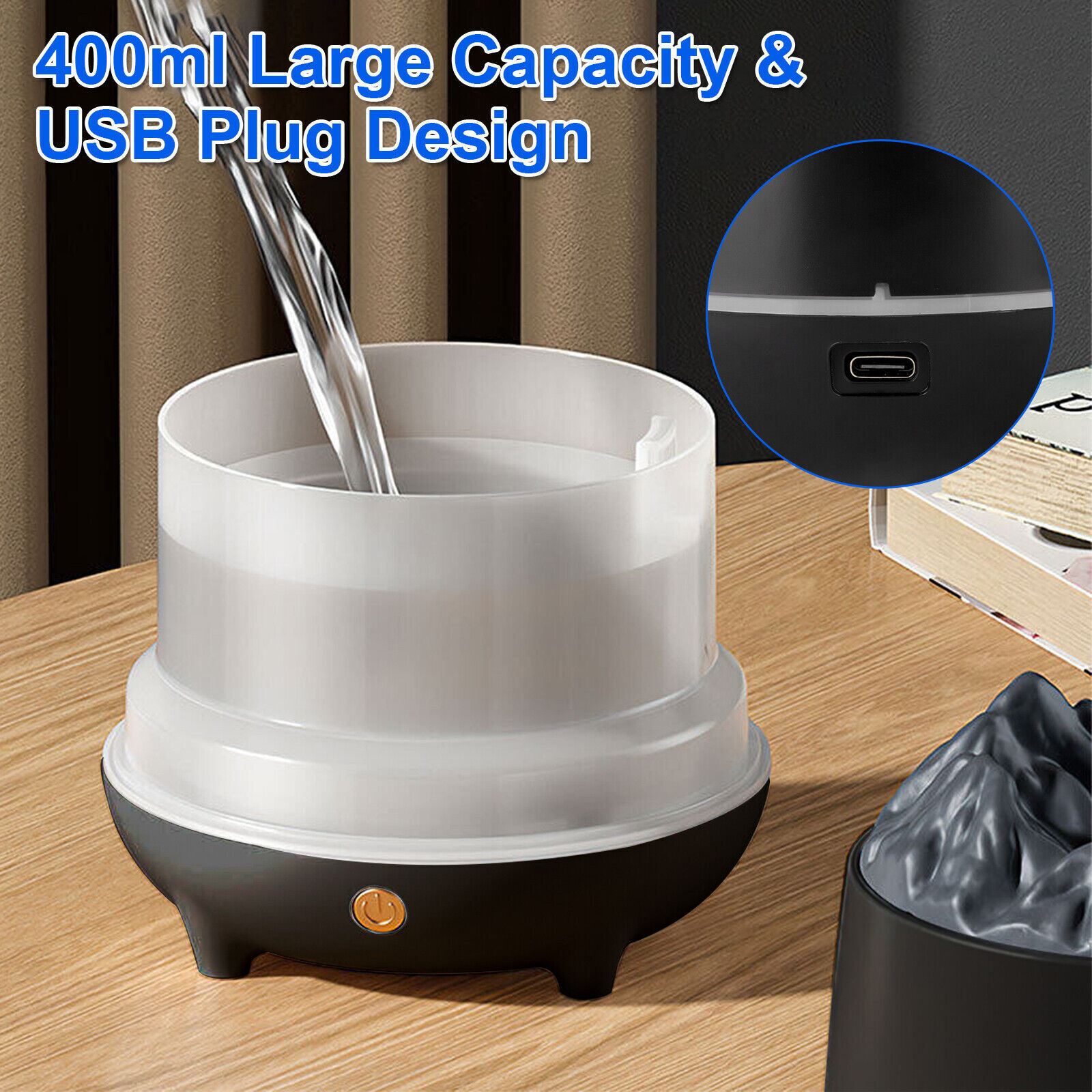 400ml Air Humidifier & Essential Oil Diffuser Mist Effect Room Decoration Detail Image 4