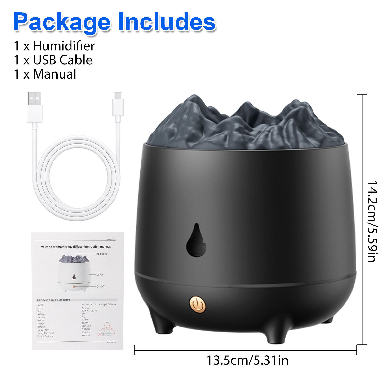 400ml Air Humidifier & Essential Oil Diffuser Mist Effect Room Decoration Detail Image 8