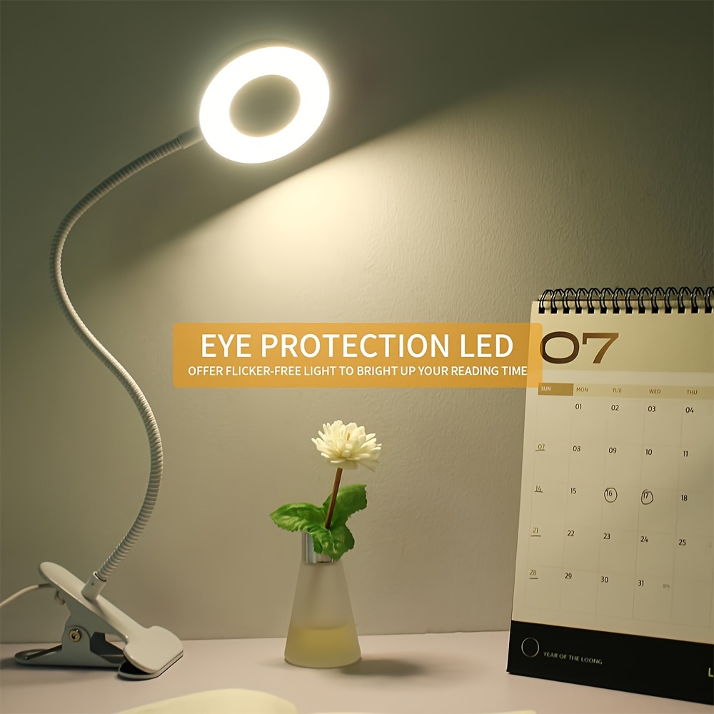 Dimmable Metal Gooseneck Clamp Lamp with USB Port and 23 LEDs — Front View