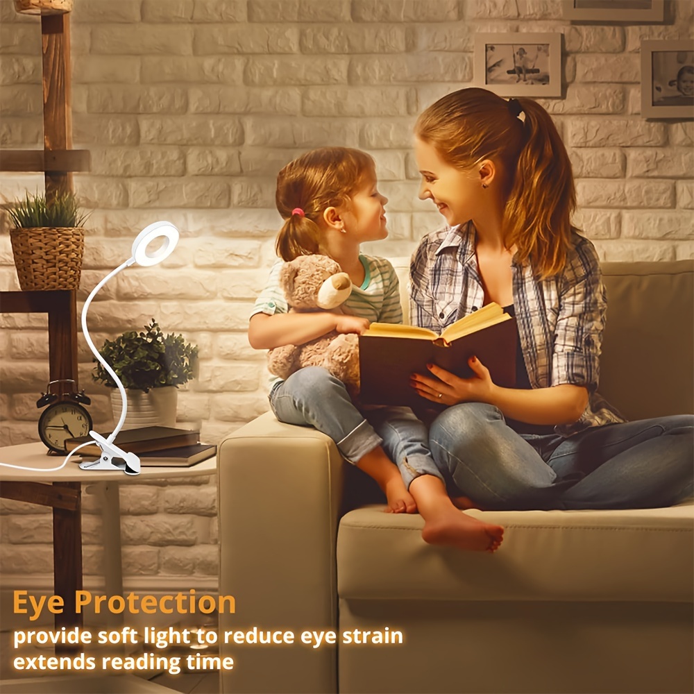 Dimmable Metal Gooseneck Clamp Lamp with USB Port and 23 LEDs — Top-Down View Showing Drum-Shaped Shade and Control Panel