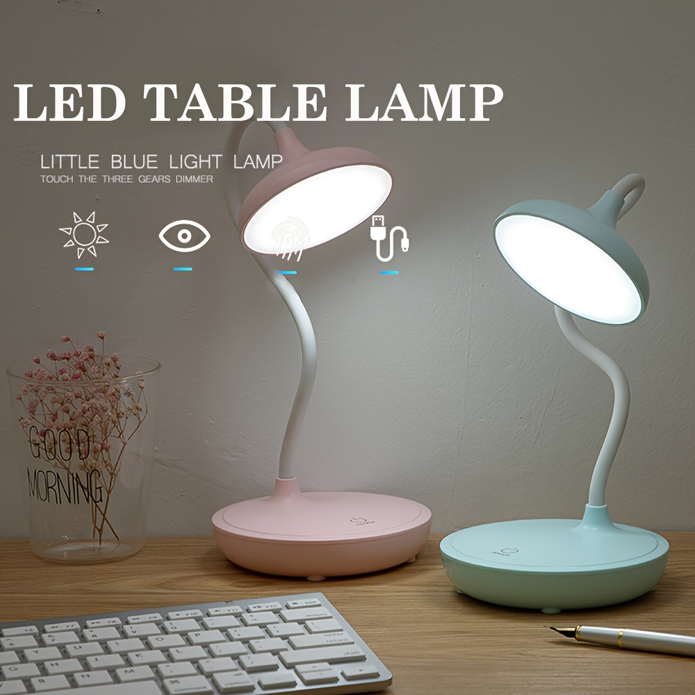 1盏圆形底座LED调光台灯，含20颗LED灯珠，具备护眼功能，可用作夜灯、学生阅读灯，适用于办公室、学习及卧室照明，细节图1