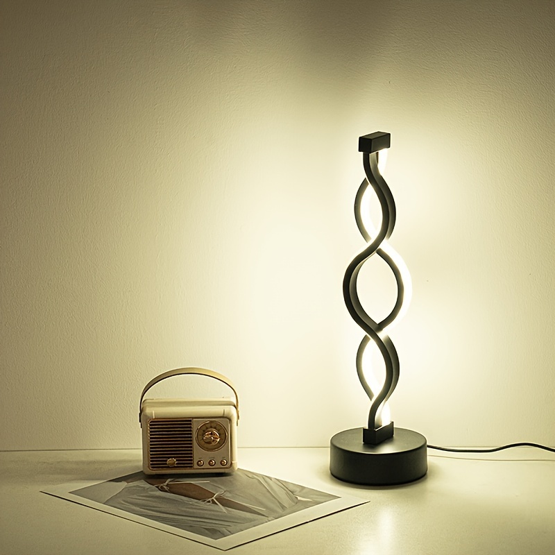 USB spiral desk lamp, matte shade, bedside decor, modern ambient light, living room & dining room night scene decor, showroom lighting, detail view 0