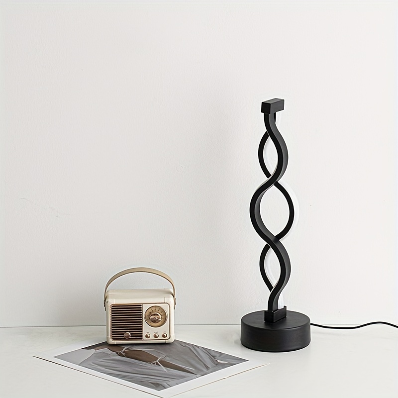 USB spiral desk lamp, matte shade, bedside decor, modern ambient light, living room & dining room night scene decor, showroom lighting, detail view 5