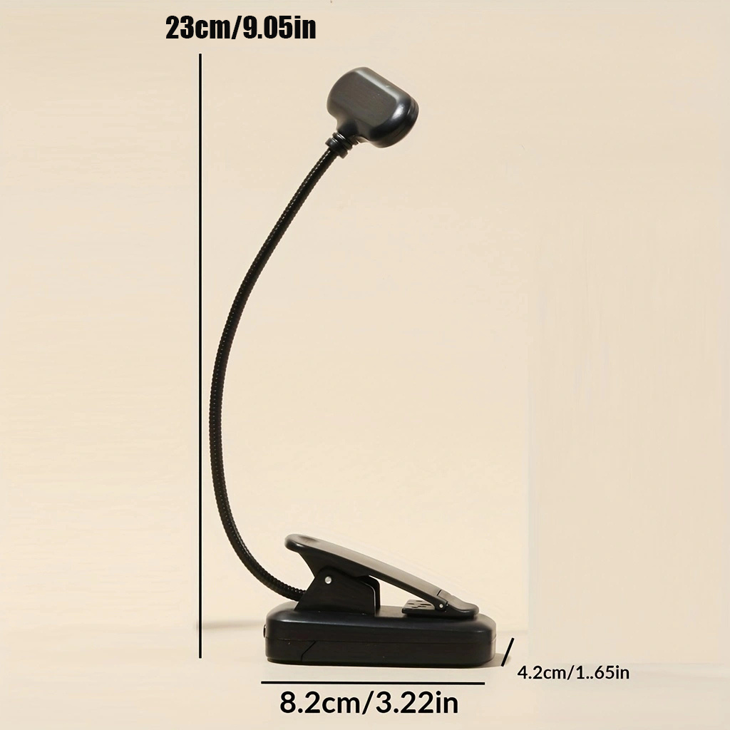 Flexible USB-rechargeable LED clamp-on reading lamp, portable desktop lamp for home and office décor detail view 8