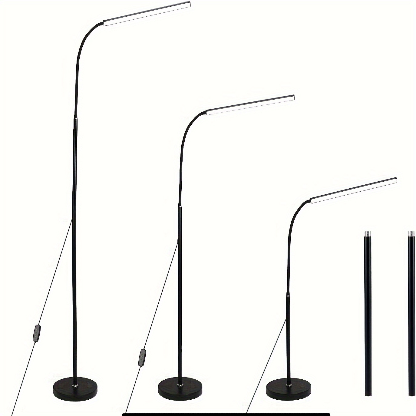Adjustable Gooseneck LED Floor Lamp — 3 Color Temperatures, 10 Brightness Levels, USB-Powered — Product Detail Image 2