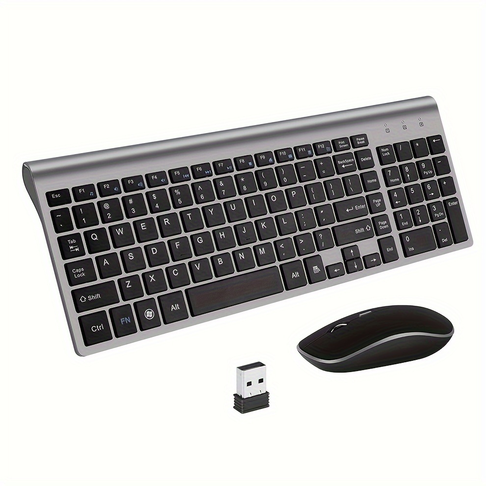 Wireless Keyboard and Mouse on Desk in Real-Life Setting