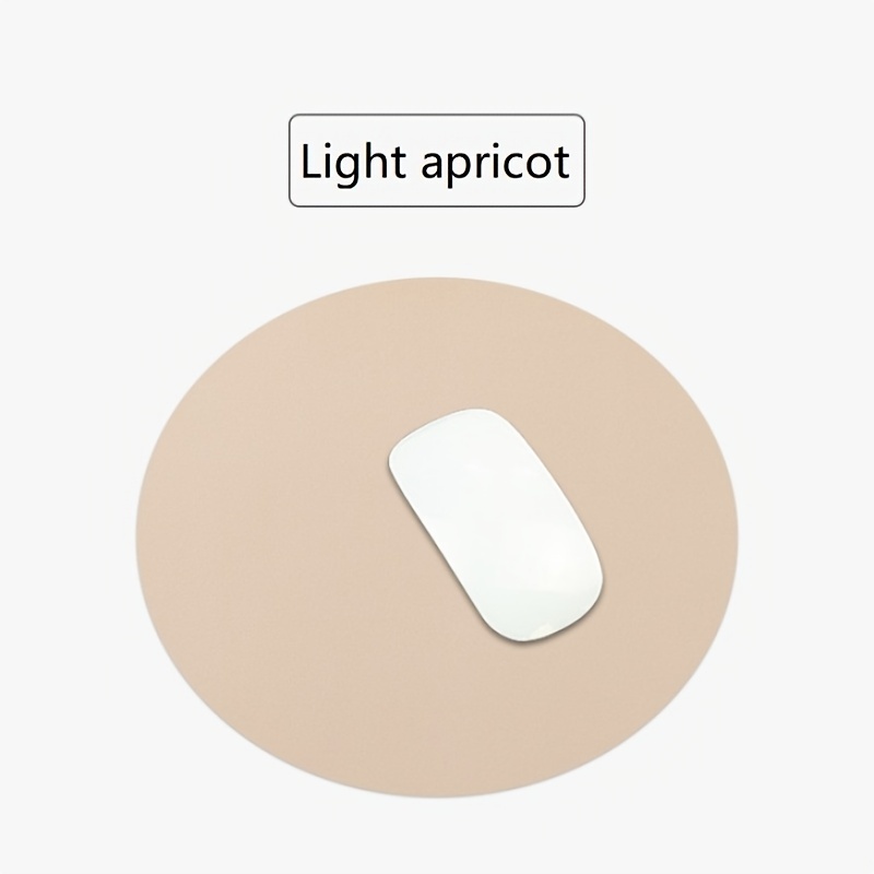 Macaron-Style PU Leather Mouse Pad — Top-down view showing dimensions and multi-color selection