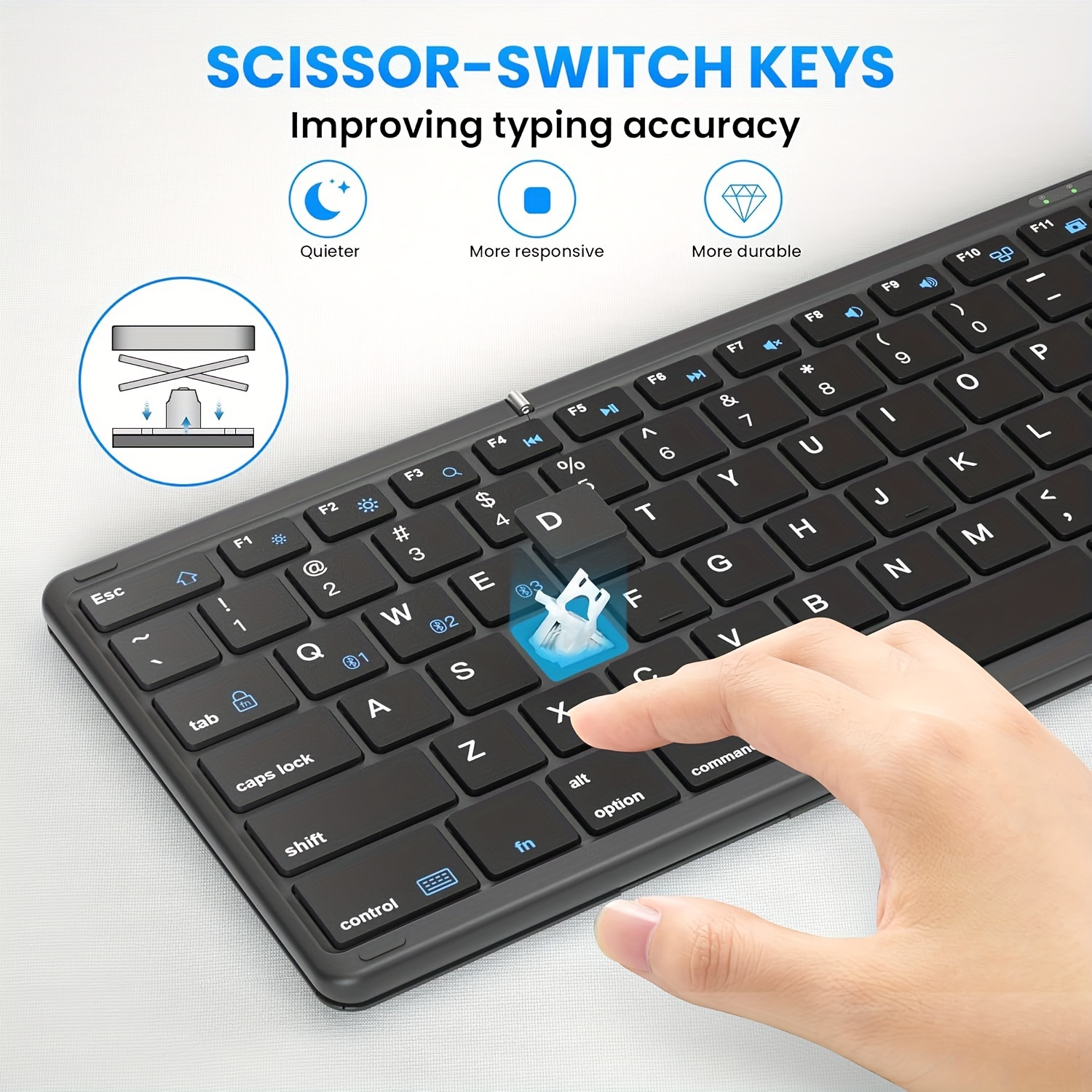 Tri-Fold Mini Wireless Keyboard — Folded State
