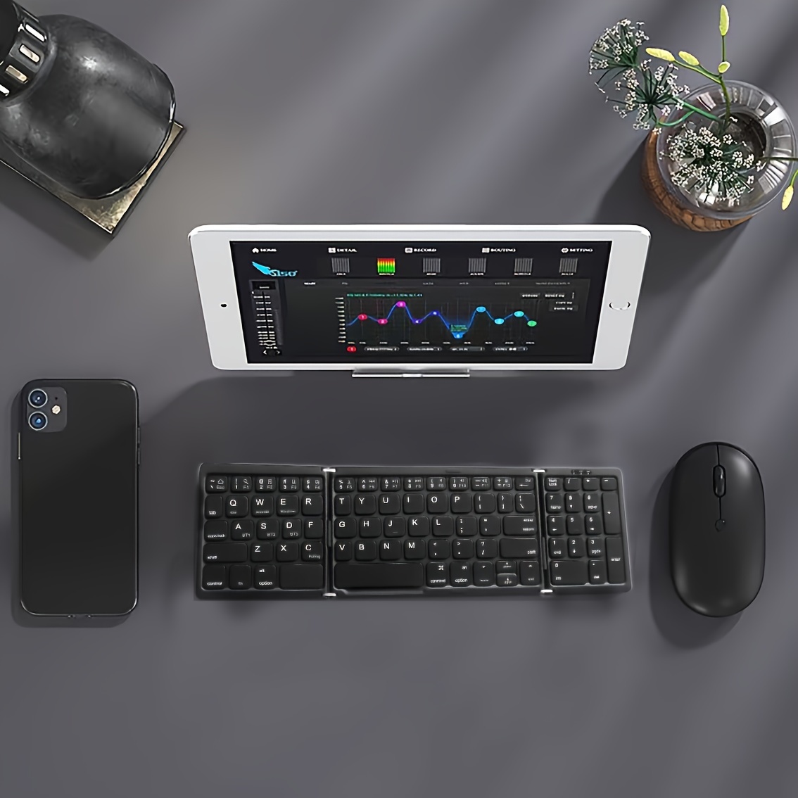 Tri-Fold Mini Wireless Keyboard — Side Profile