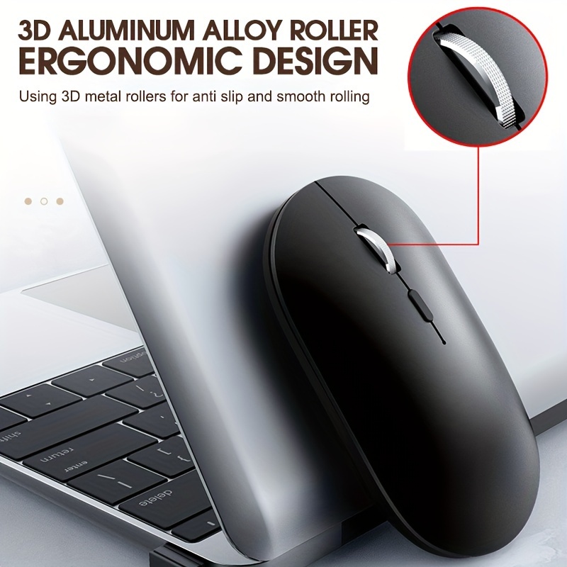 Wireless silent mouse — side view highlighting contoured grip design and compact dimensions