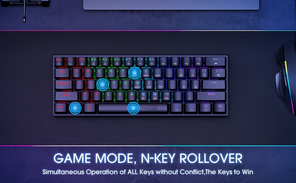 Portable 60% mechanical gaming keyboard — side profile and build detail