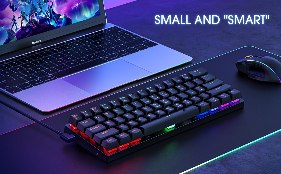 Portable 60% mechanical gaming keyboard — top-down layout view