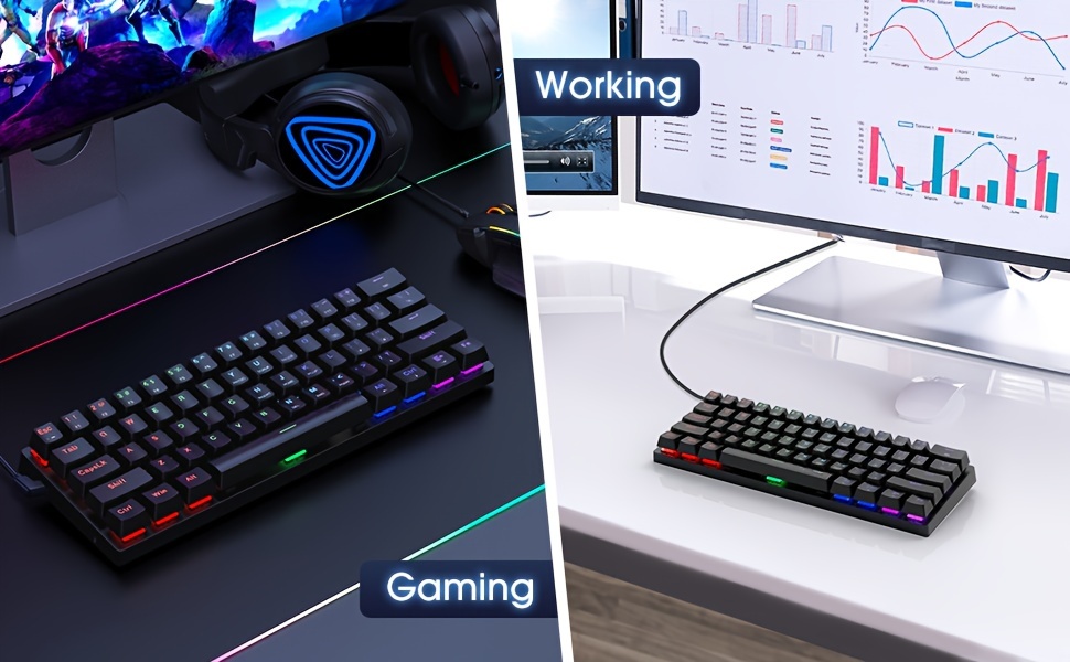 Portable 60% mechanical gaming keyboard — included accessories