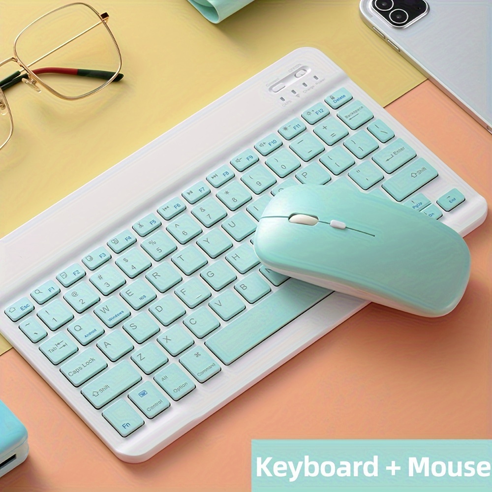 Side view of ultra-thin keyboard and mouse set