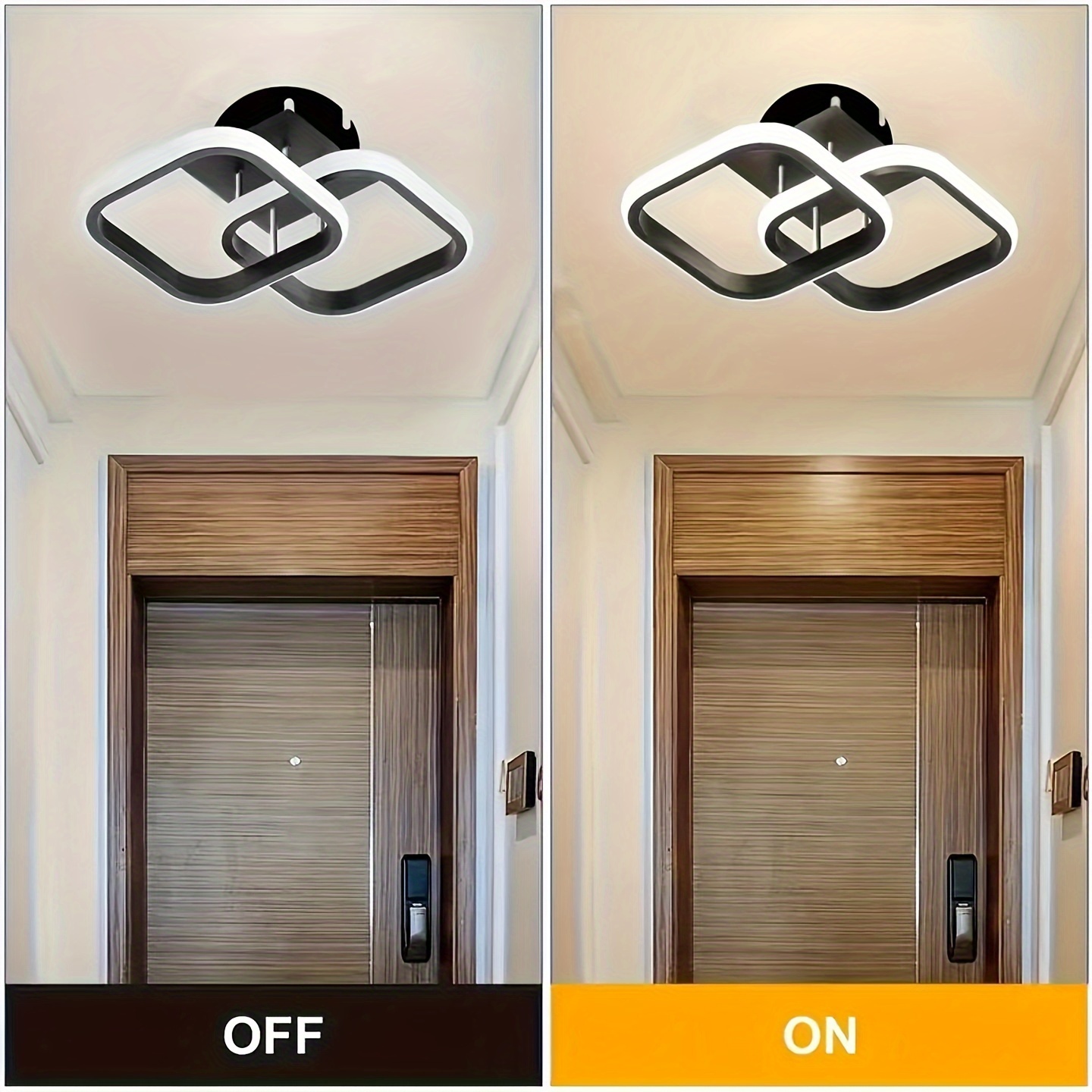 Square pendant light on white recessed ceiling — installation detail 3