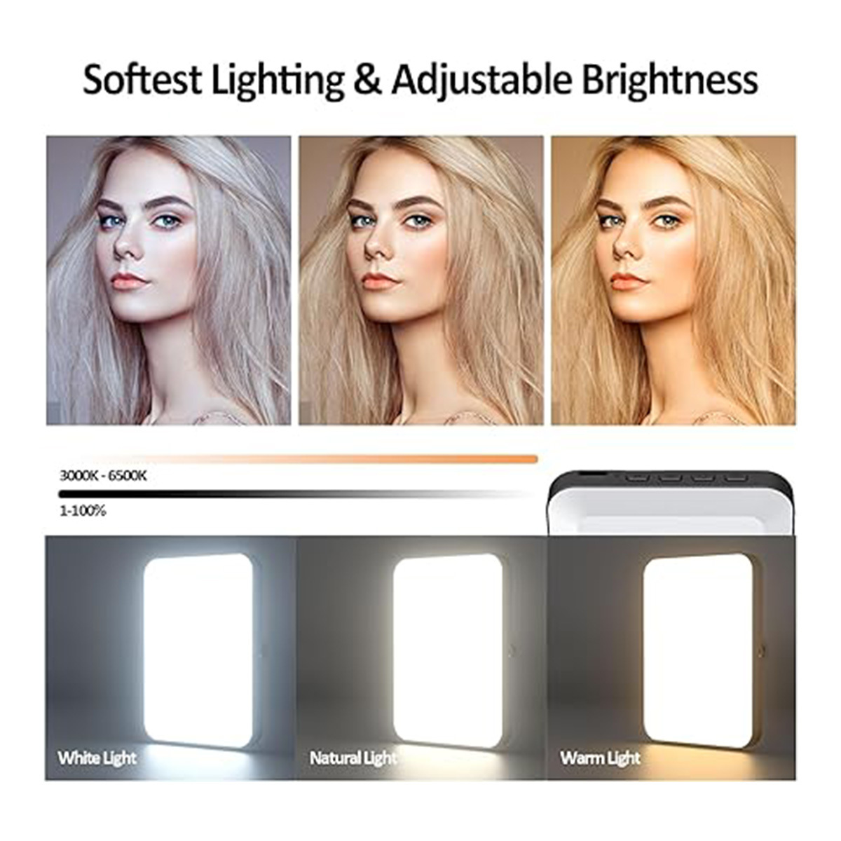 rechargeable clip fill light for phone laptop tablet portable light for video live streaming call makeup picture white details 1