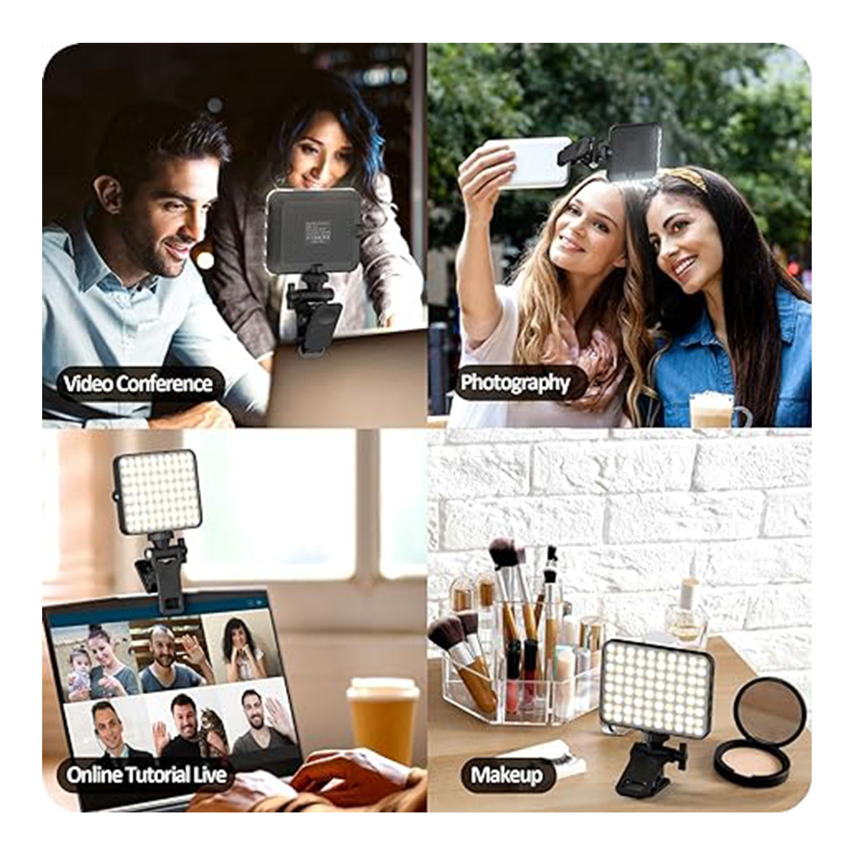 rechargeable clip fill light for phone laptop tablet portable light for video live streaming call makeup picture white details 4