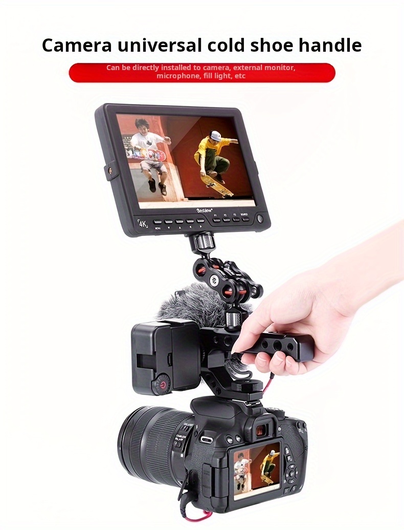 aluminum alloy dslr camera rig top handle universal cold shoe mount extension bracket with metal locking knob no electronic components details 0