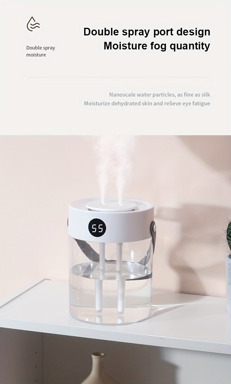 1 large capacity silent humidifier double head spray air humidifier transparent usb details 2