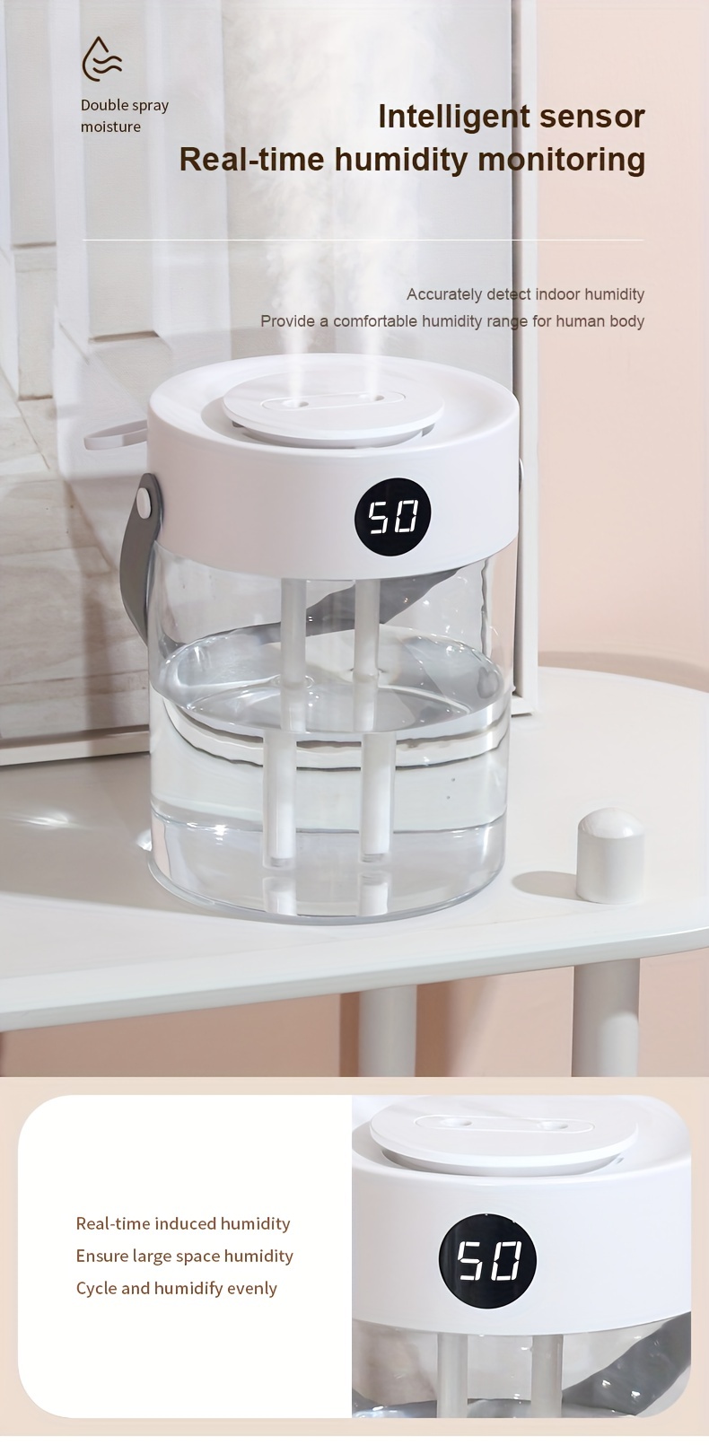 1 large capacity silent humidifier double head spray air humidifier transparent usb details 3