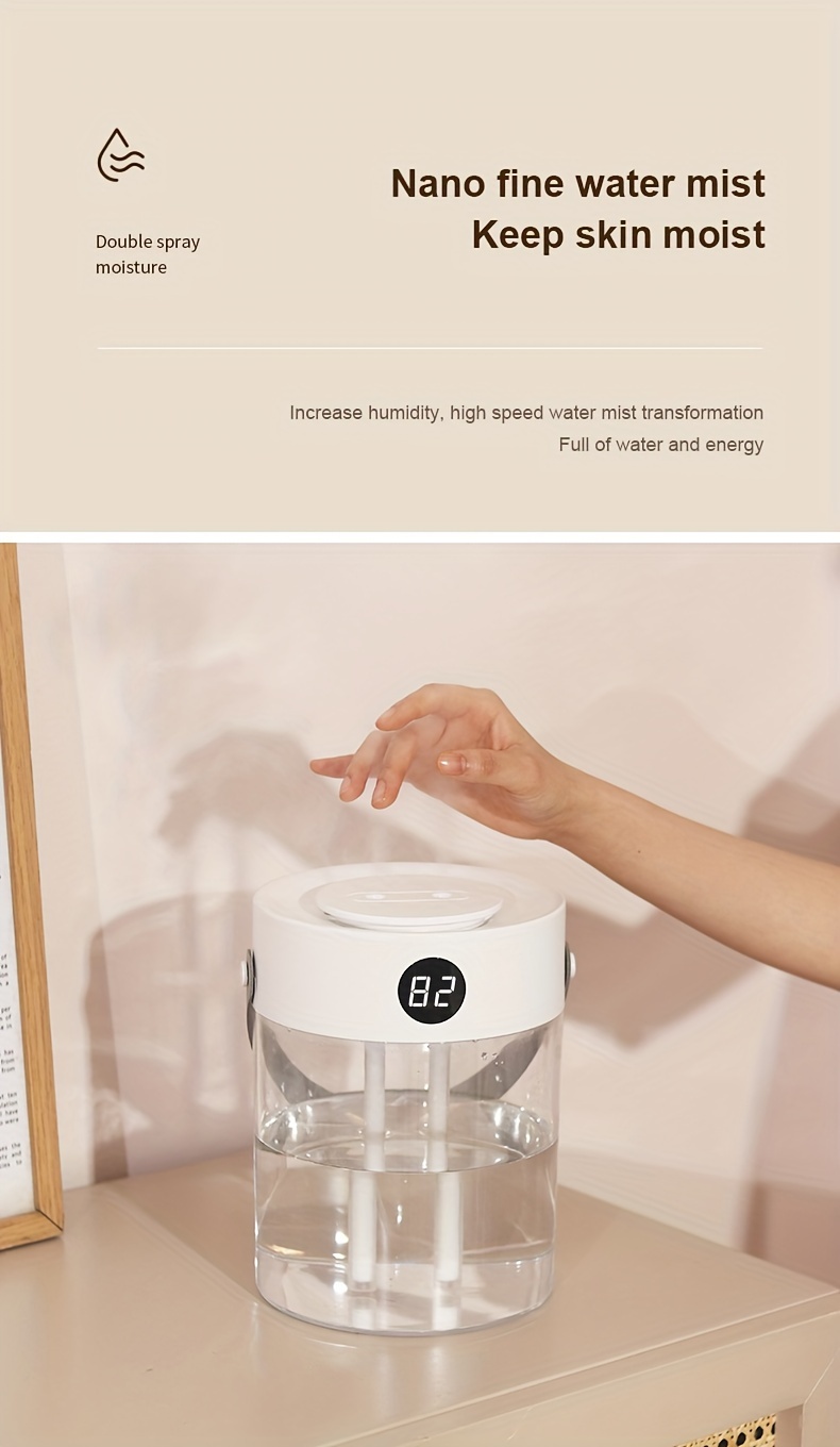 1 large capacity silent humidifier double head spray air humidifier transparent usb details 4