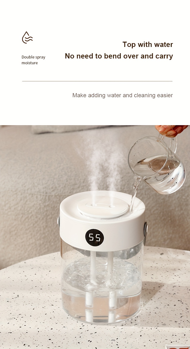 1 large capacity silent humidifier double head spray air humidifier transparent usb details 6