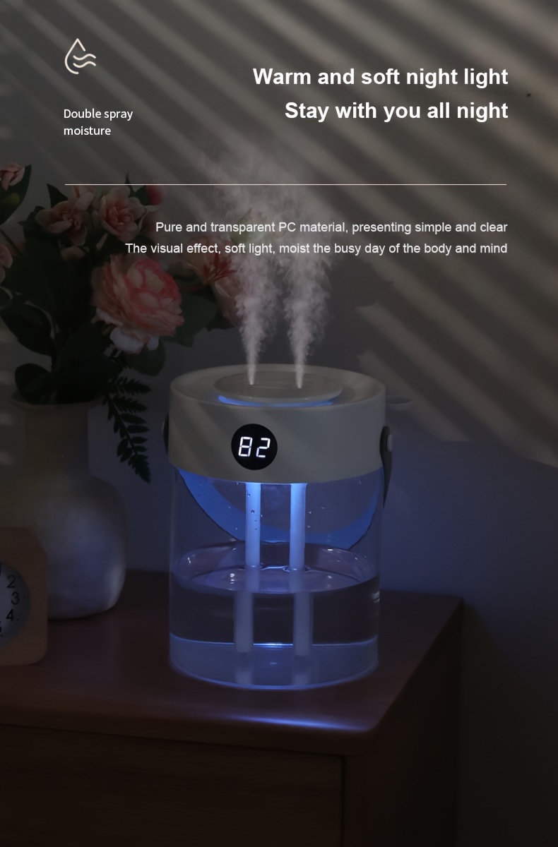 1 large capacity silent humidifier double head spray air humidifier transparent usb details 7